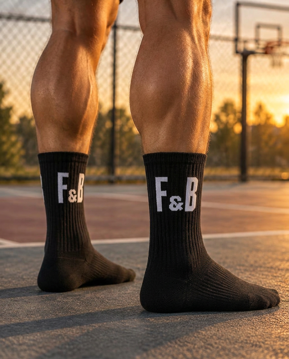 Sportler in schwarzen FUSSLIS Bambus-Sportsocken